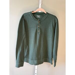 UNTUCKit Men's Green Long Sleeve Henley Shirt Size L Untucked Fit  Button Neck